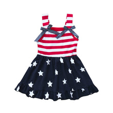 Load image into Gallery viewer, Toddler Baby Girls Dress Stars &amp; Bows 4th Of July - Bee and Co
