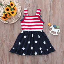 Load image into Gallery viewer, Toddler Baby Girls Dress Stars &amp; Bows 4th Of July - Bee and Co
