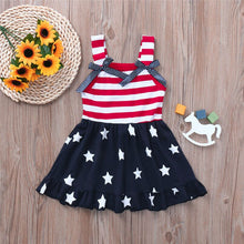 Load image into Gallery viewer, Toddler Baby Girls Dress Stars &amp; Bows 4th Of July - Bee and Co
