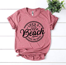 Load image into Gallery viewer, Life’s a Beach Enjoy The Waves T-shirt - Bee and Co
